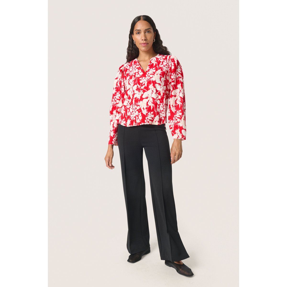 V-Ausschnitt Bluse mit Blumenmuster