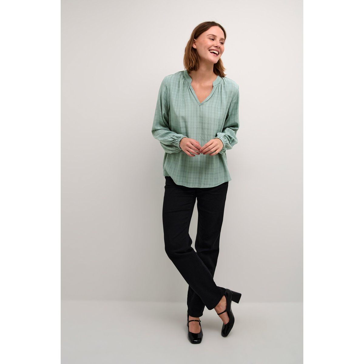 A-Linien-Bluse mit Stehkragen
