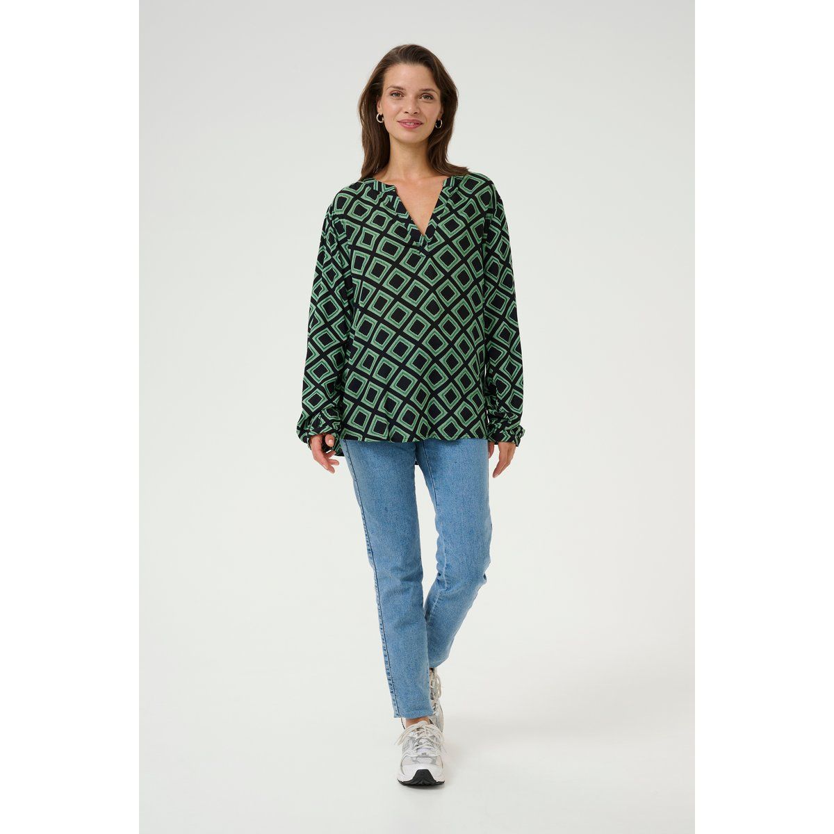 Bluse mit geometrischem Rautenmuster
