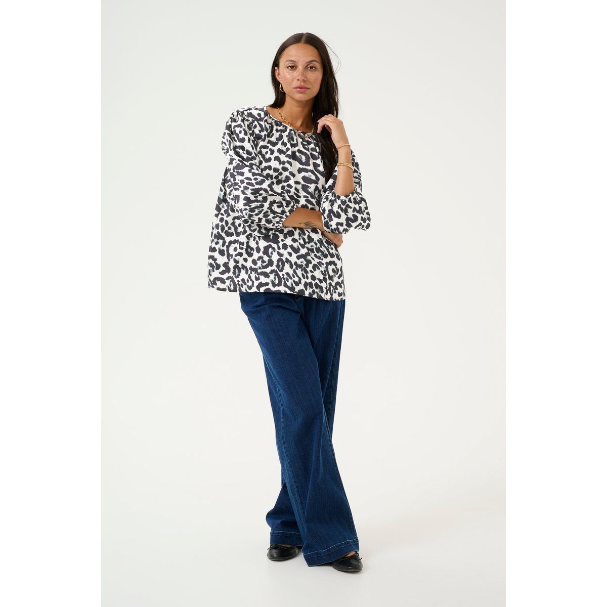 Lockere Bluse mit Leopardenmuster