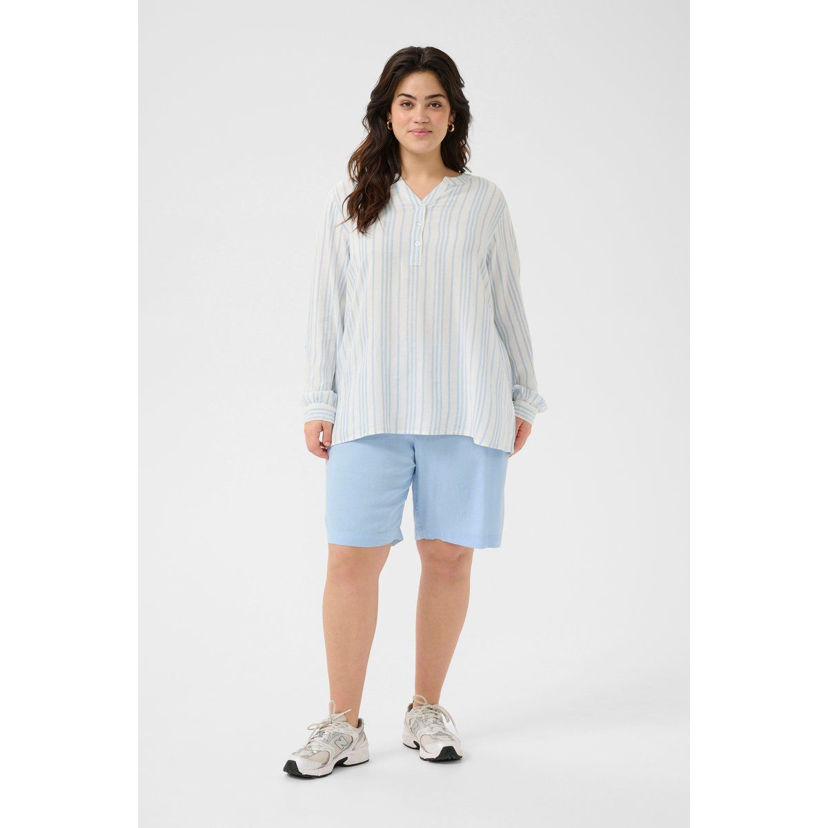 Gestreifte Bluse aus Leinen-Mix