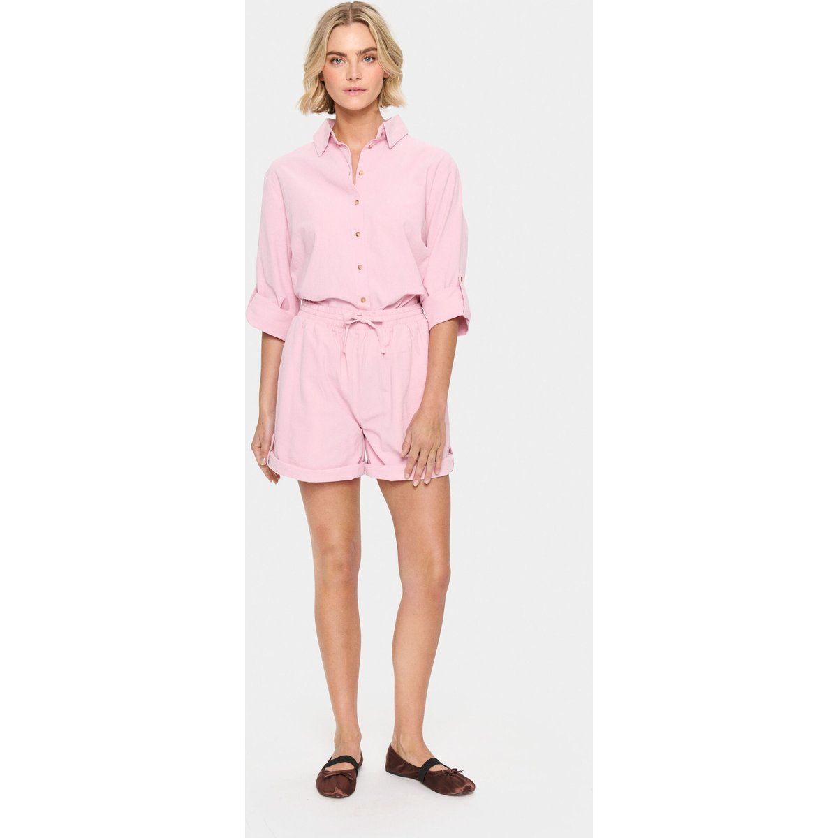 Lockere Baumwoll-Shorts mit geradem Bein