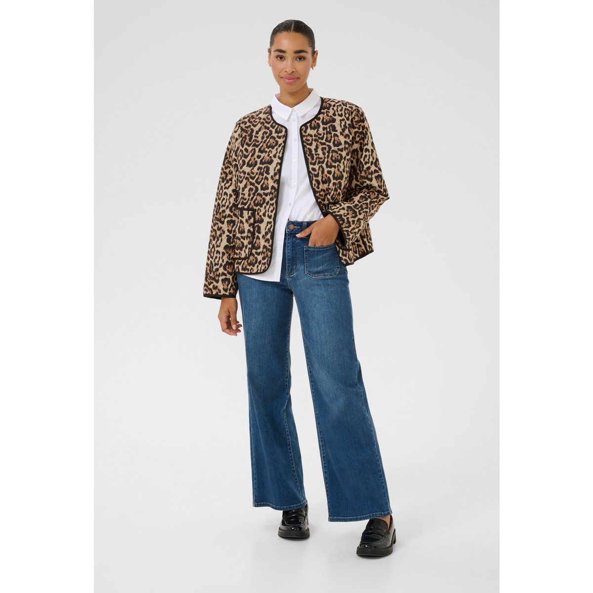 Gesteppte Baumwolljacke mit Leopardenmuster