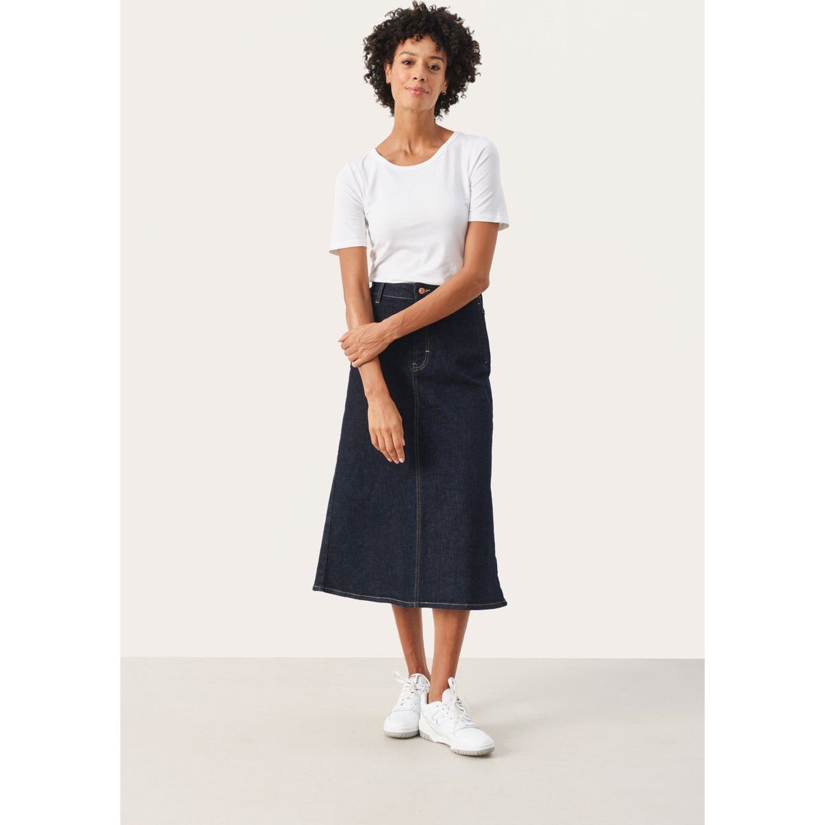 Denim-Midirock in A-Linie