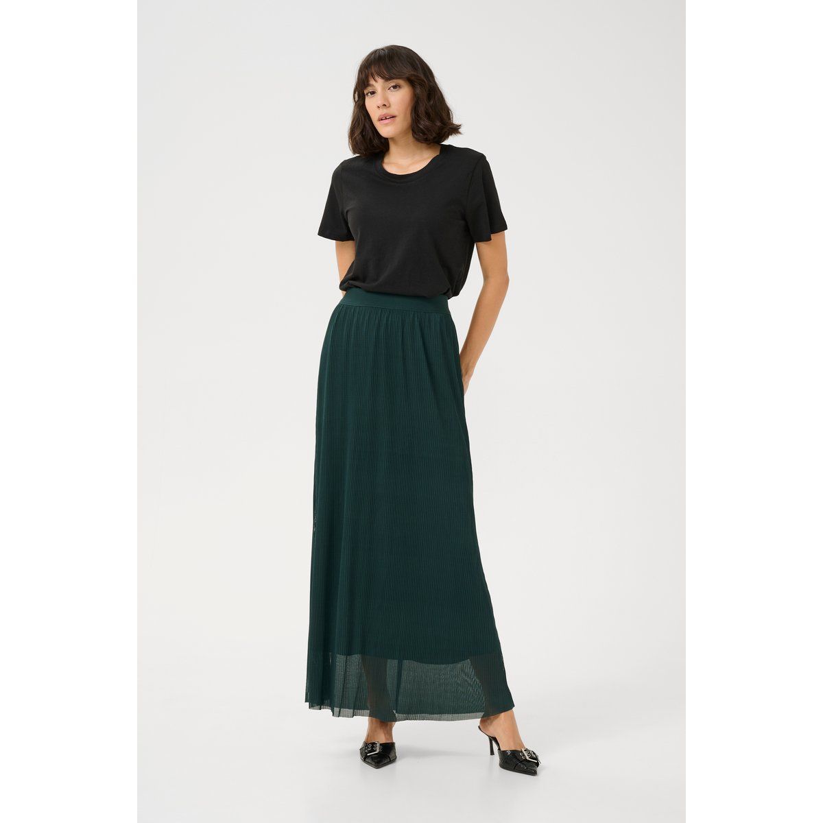 Fließender plissierter High-Waist Maxirock