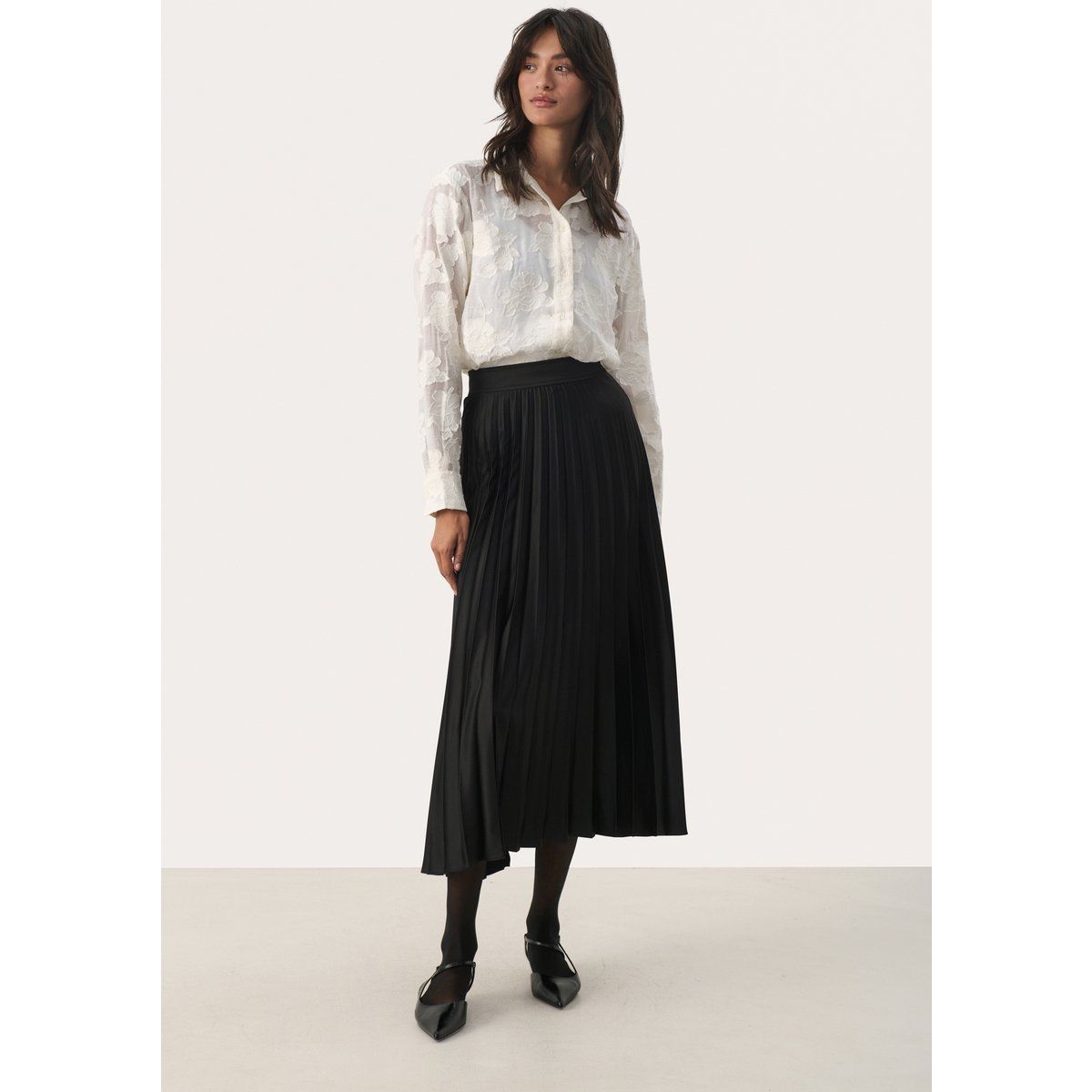 Eleganter Plissierter A-Linien-Midi-Rock