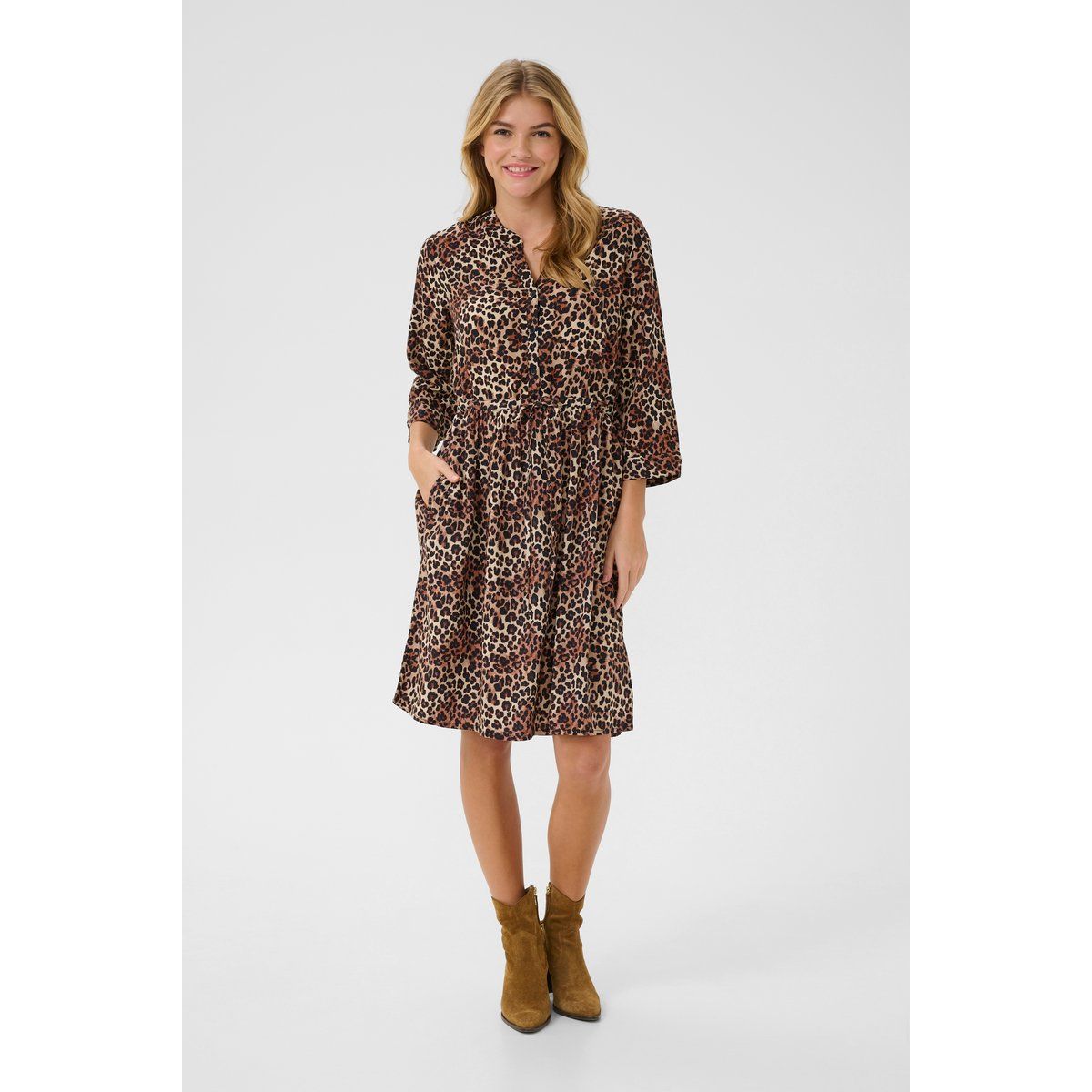 Feminines Midikleid mit Leopardenmuster