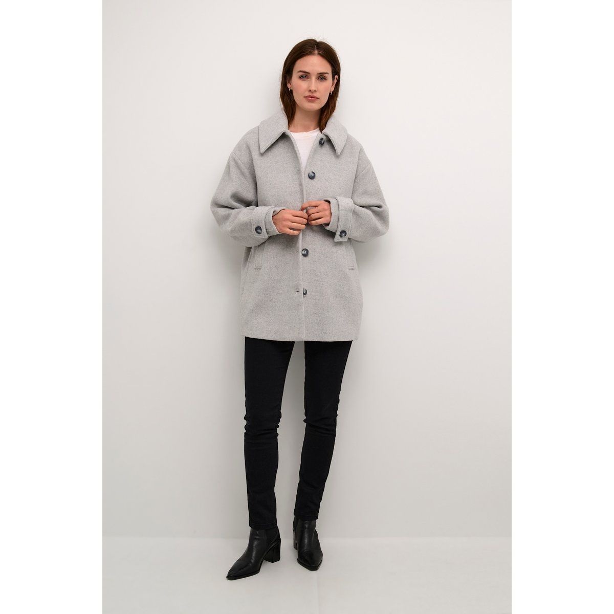 Oversize-Jacke aus Wollmischung in Mittellänge