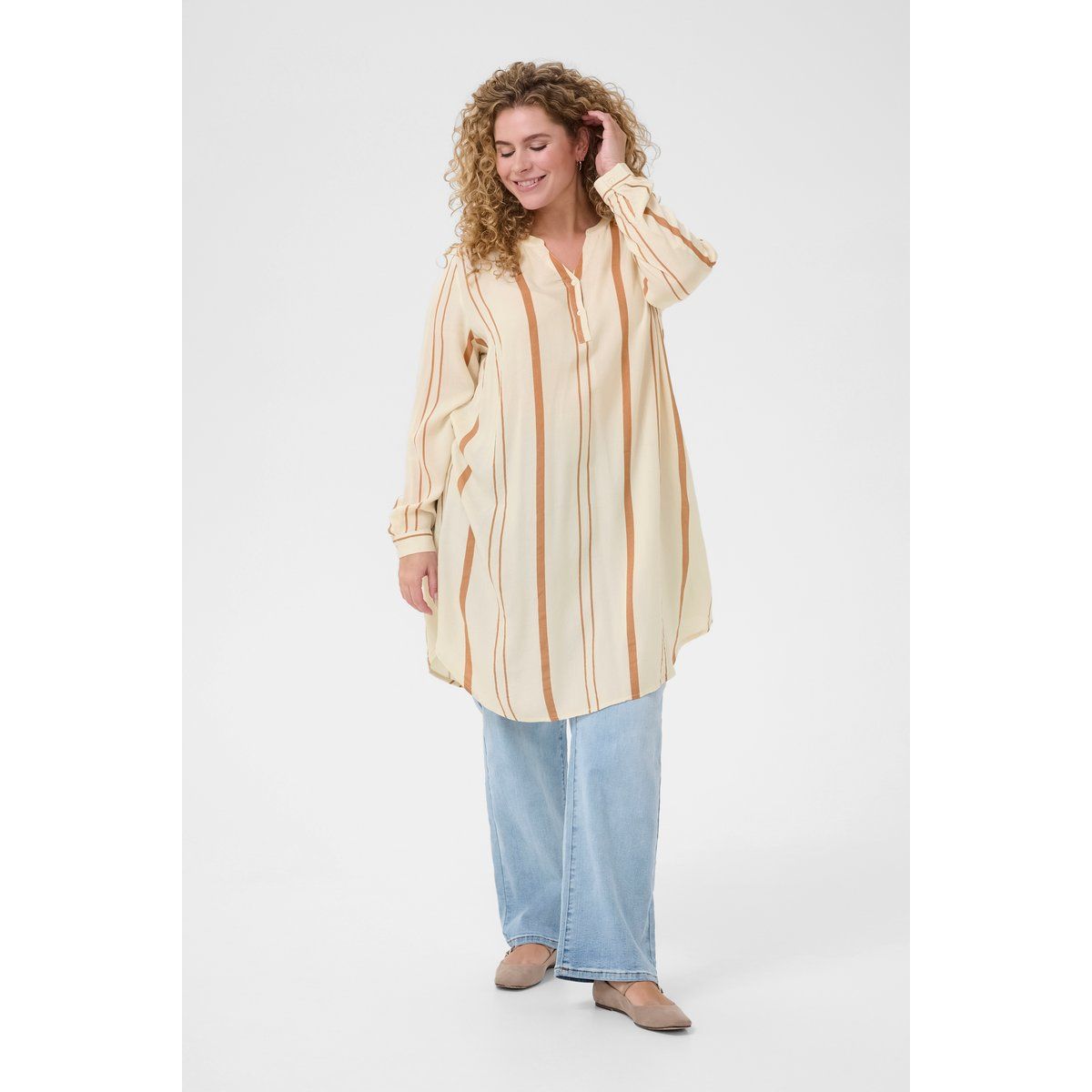 Gestreiftes A-Linien-Tunika-Kleid