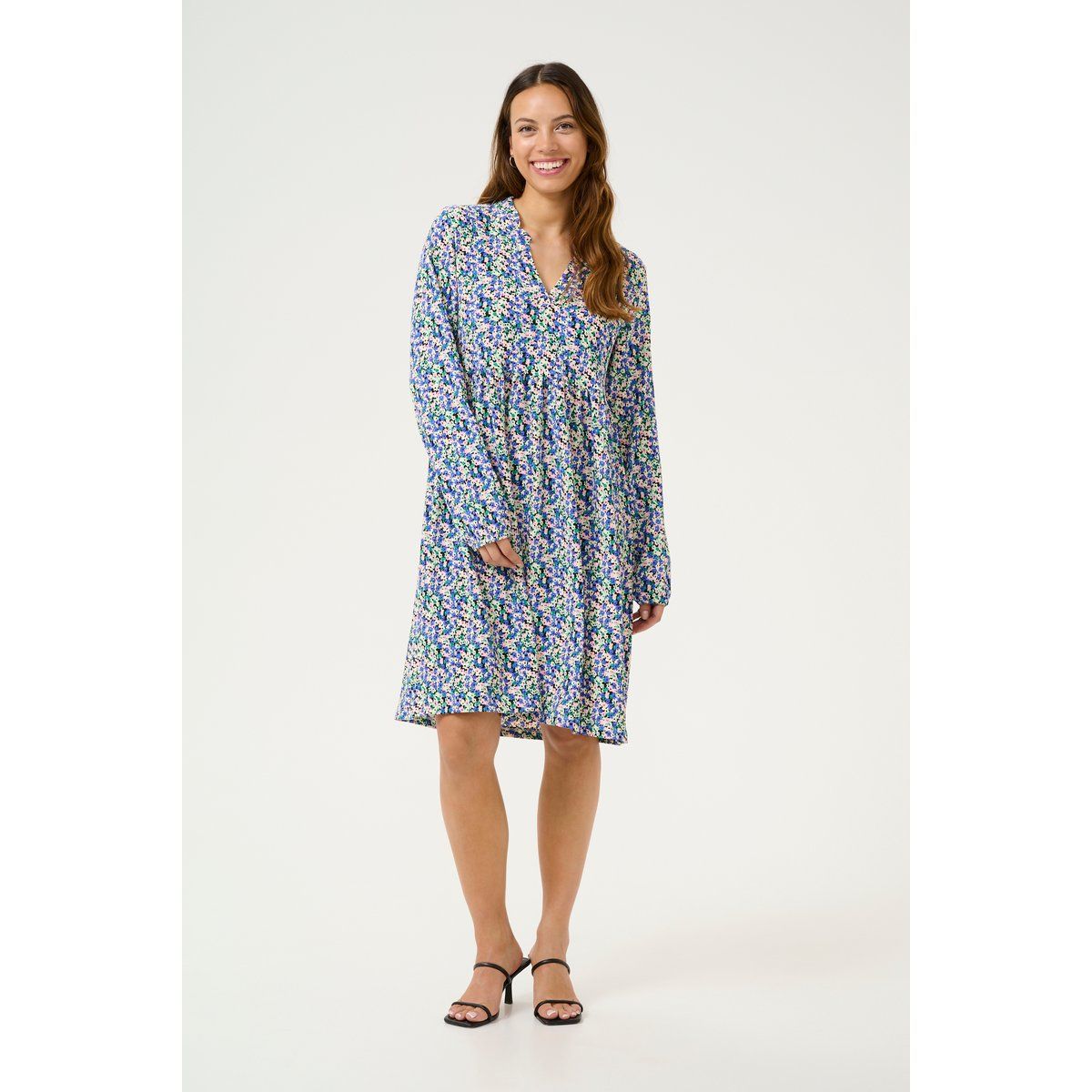 Lockeres Stufenkleid mit Blumenmuster