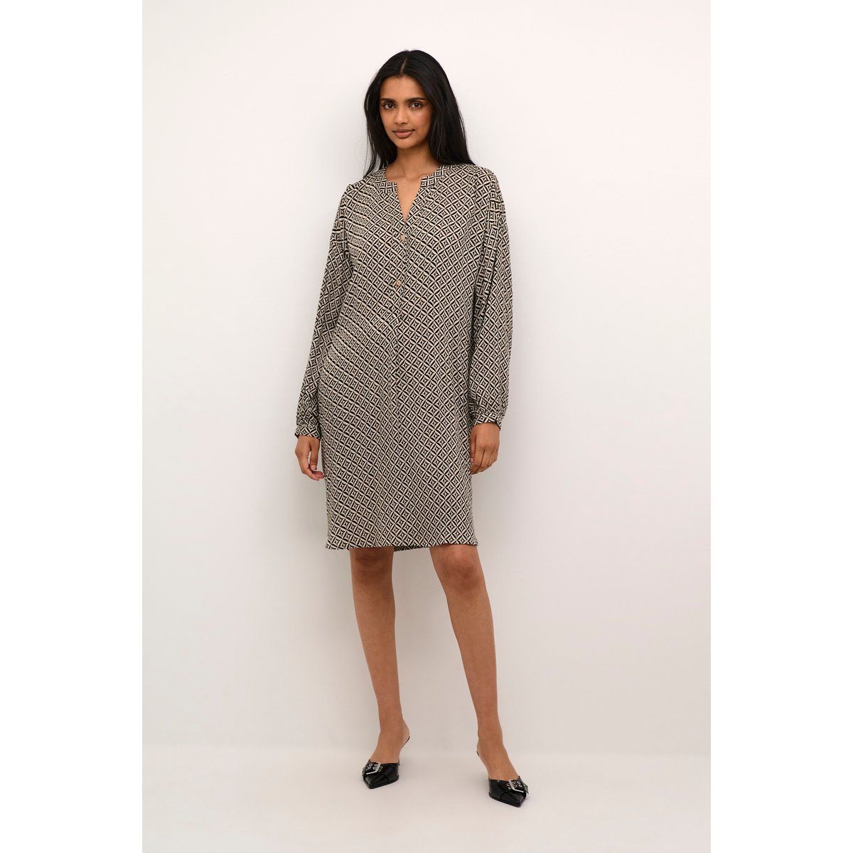 Oversized-Hängerkleid mit geometrischem Muster