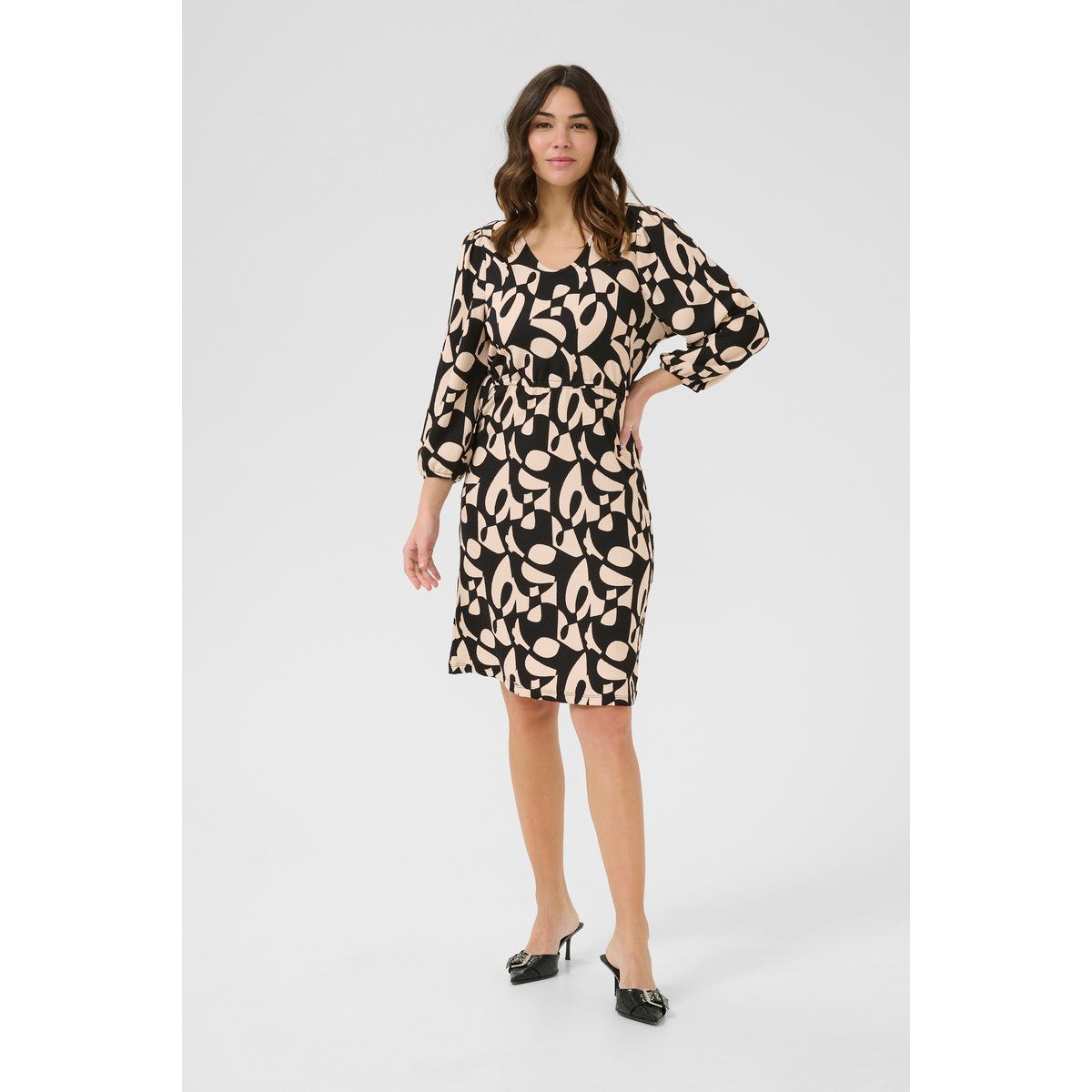 Midikleid mit abstraktem Allover-Print