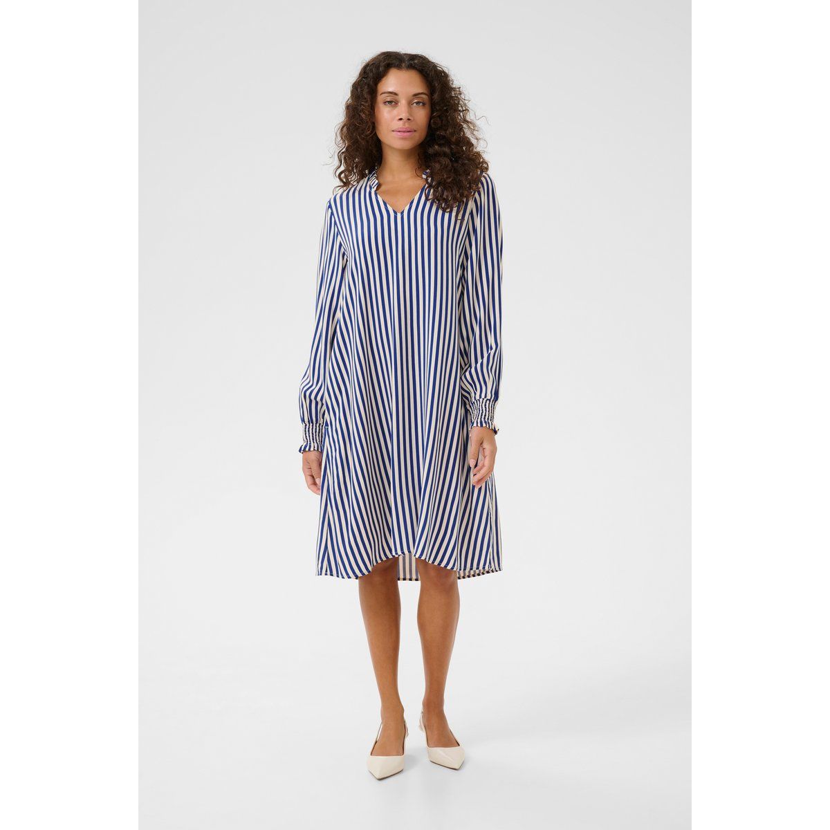 Gestreiftes Relaxed Fit Viskosekleid