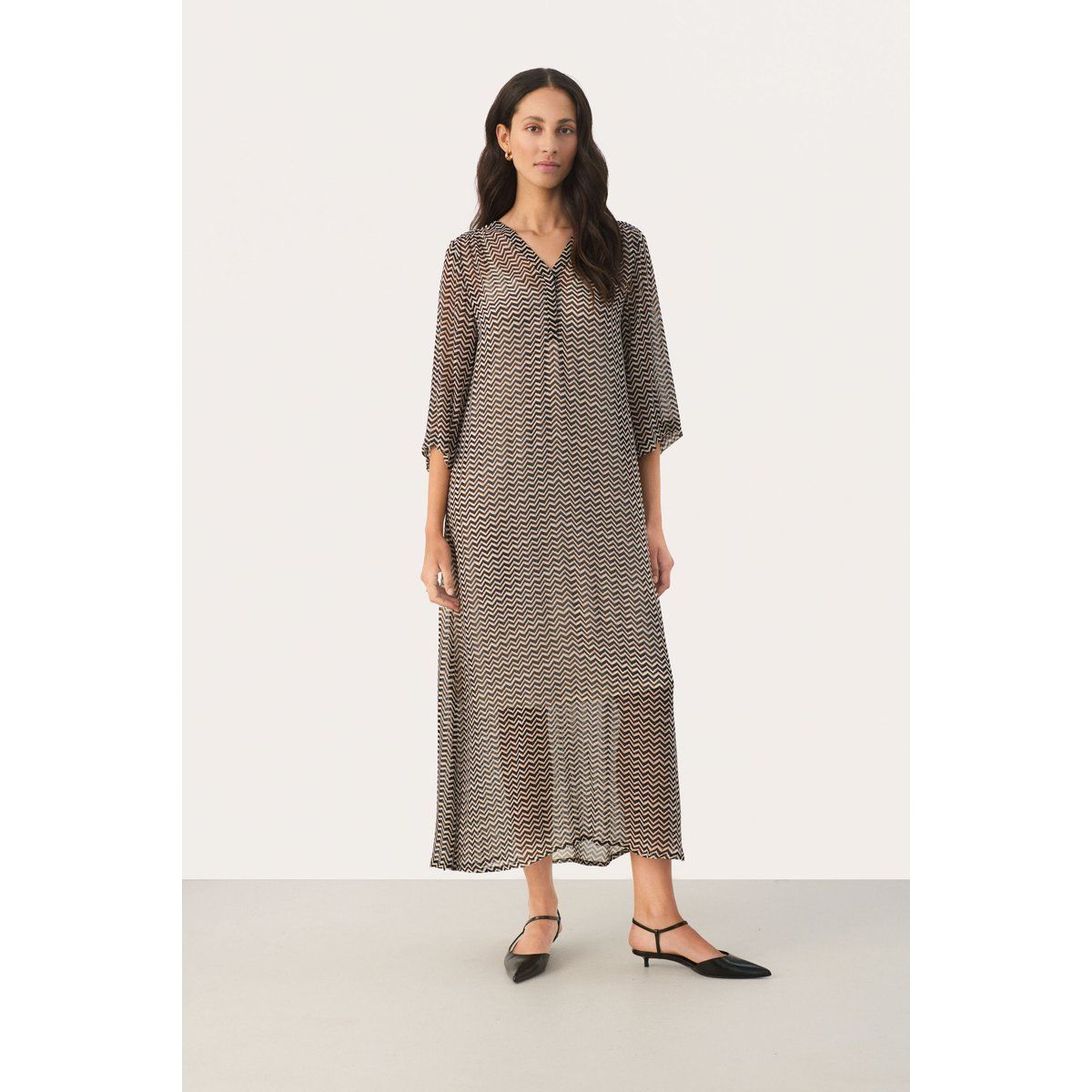 Gerade geschnittenes Chevron-Muster Maxikleid