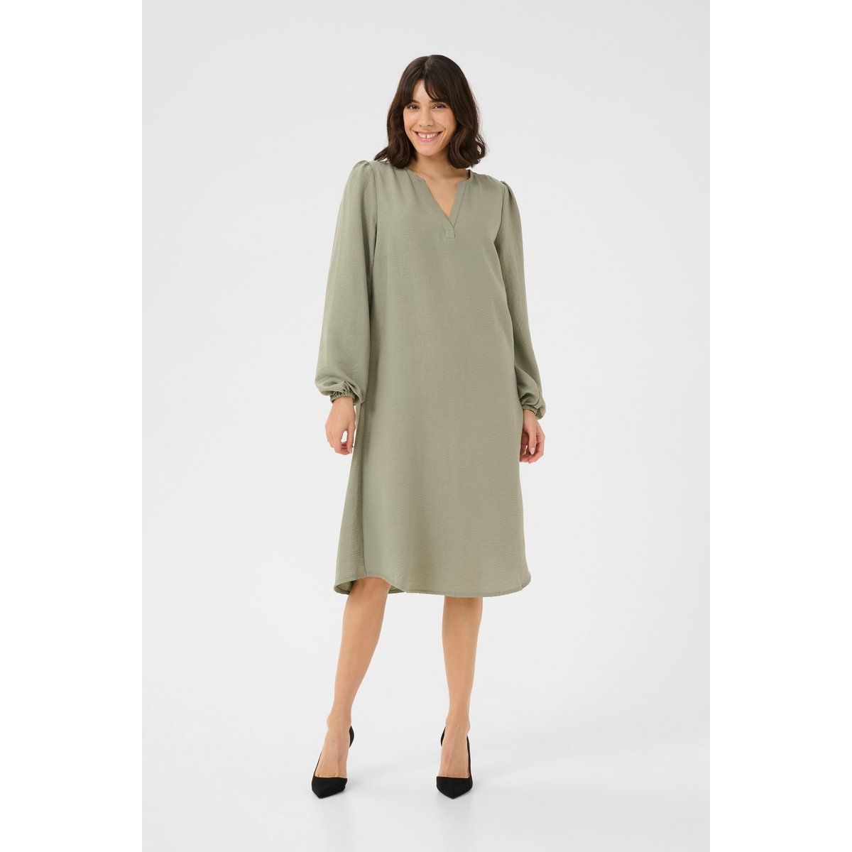 Lockeres Langarm-Midikleid