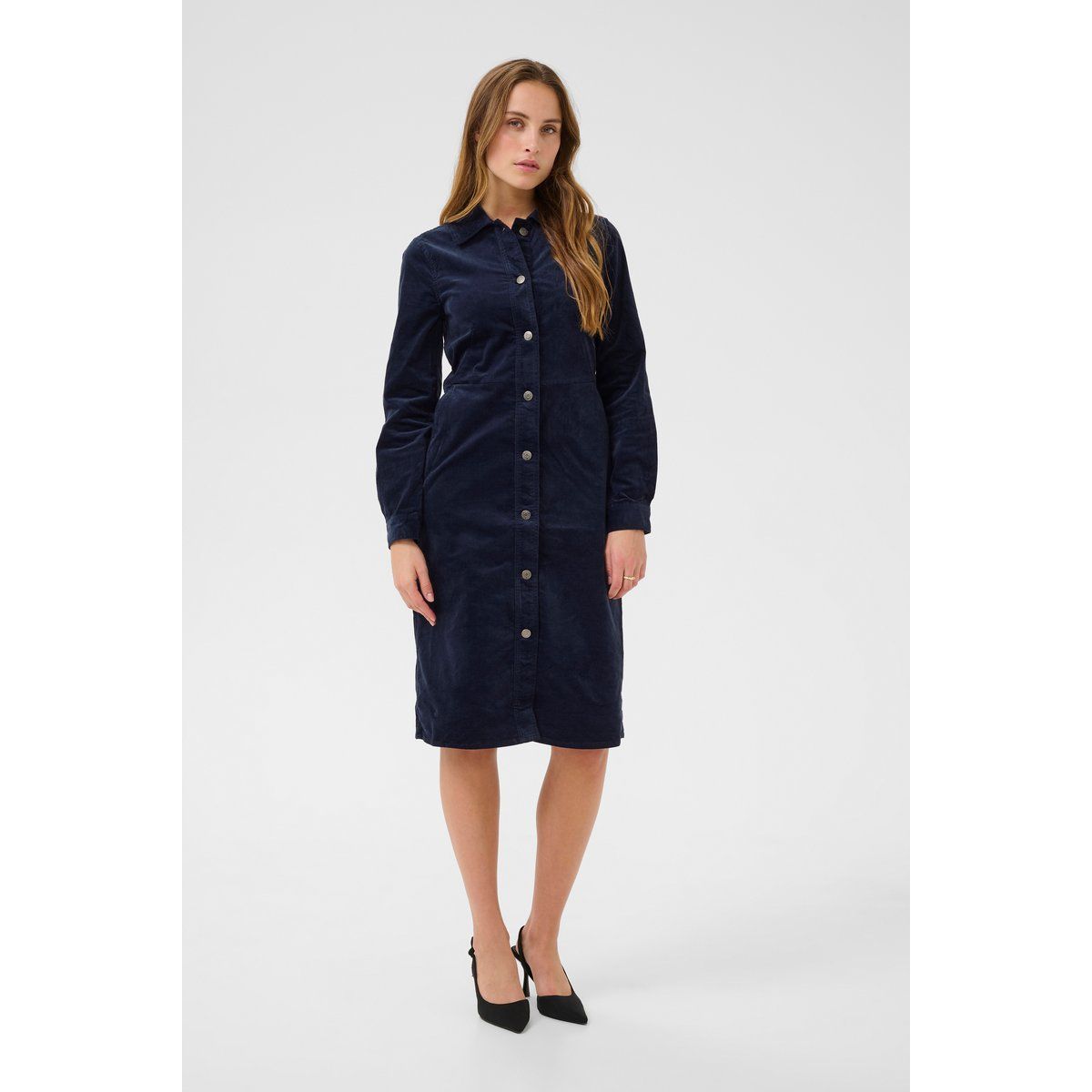 Midi-Hemdblusenkleid aus Cord