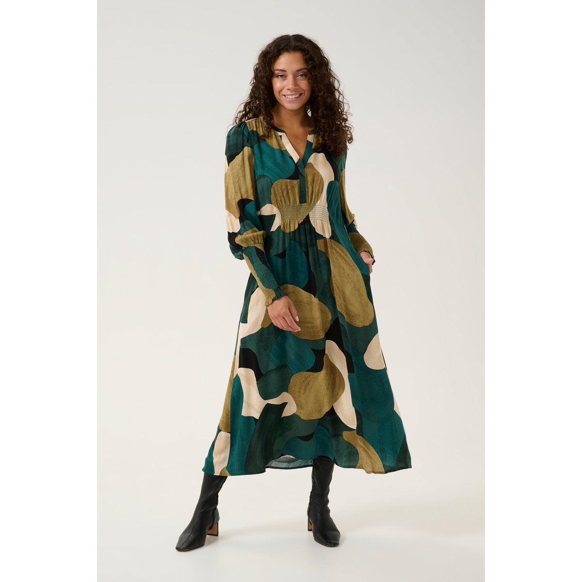 Midikleid mit abstraktem Print