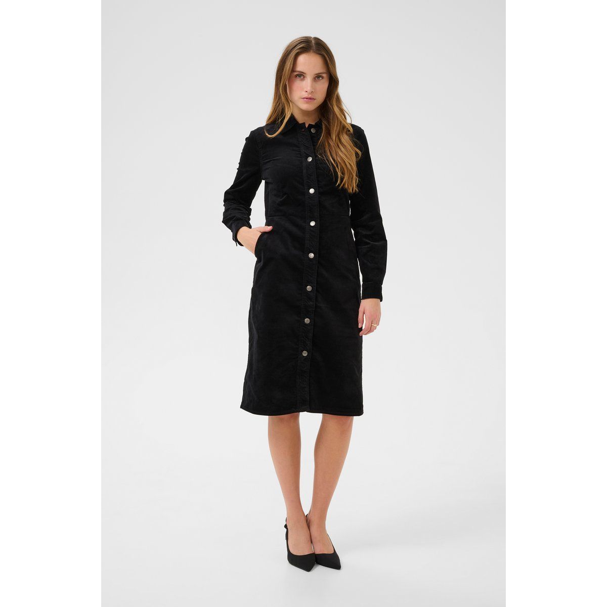 Midi-Hemdblusenkleid aus Cord