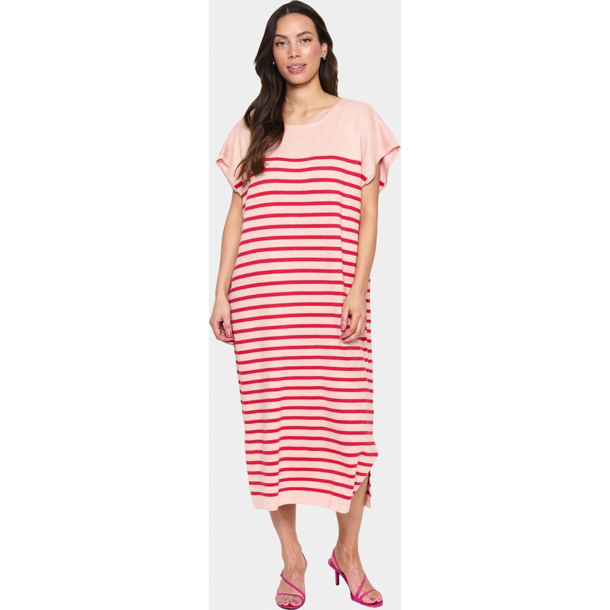 Gestreiftes Strick-Midi-Shirtkleid