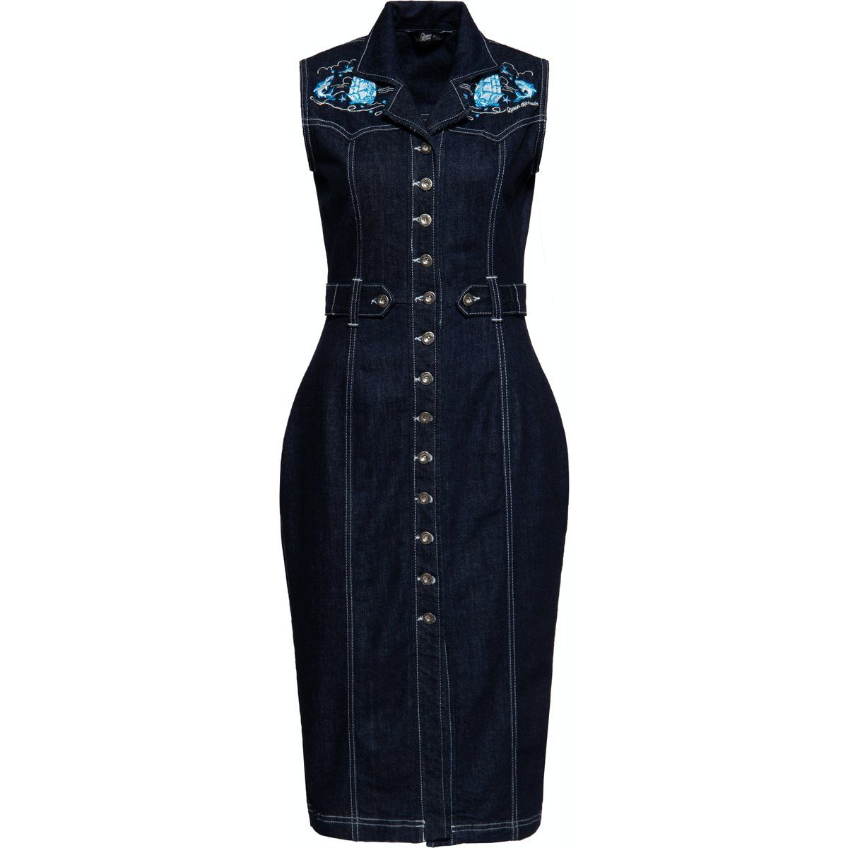 Besticktes Jeanskleid im Vintage-Stil