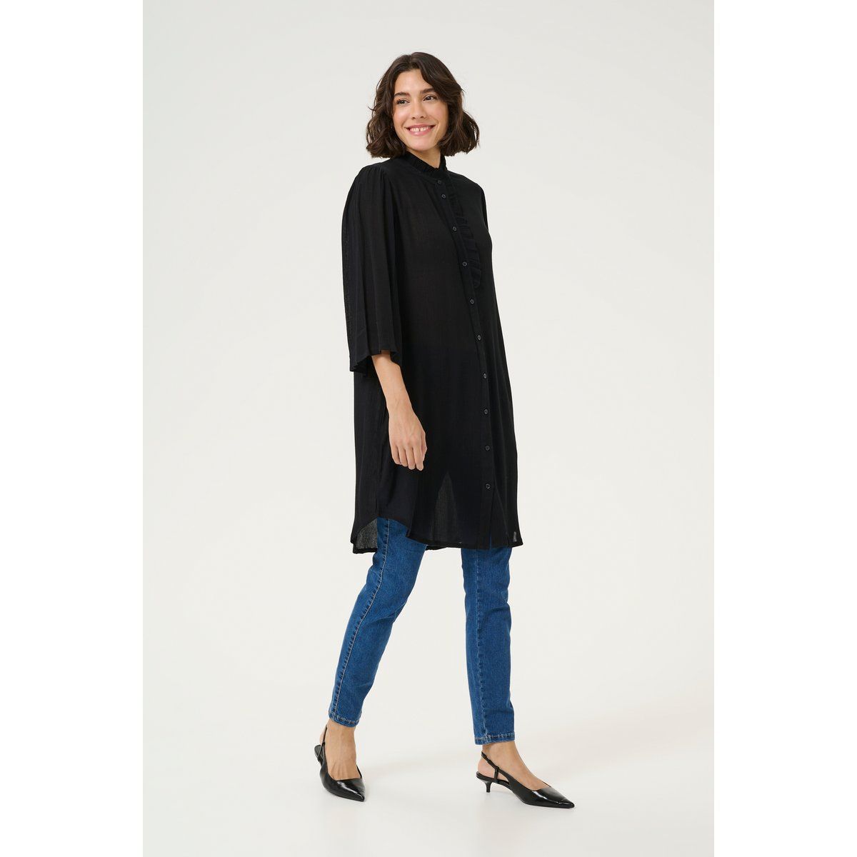 Fließendes Hemdblusenkleid in Tunika-Form