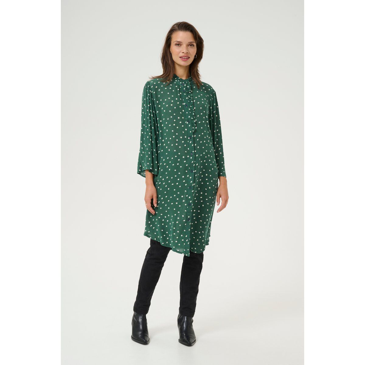 Lockeres Polka-Dot-Tunikakleid