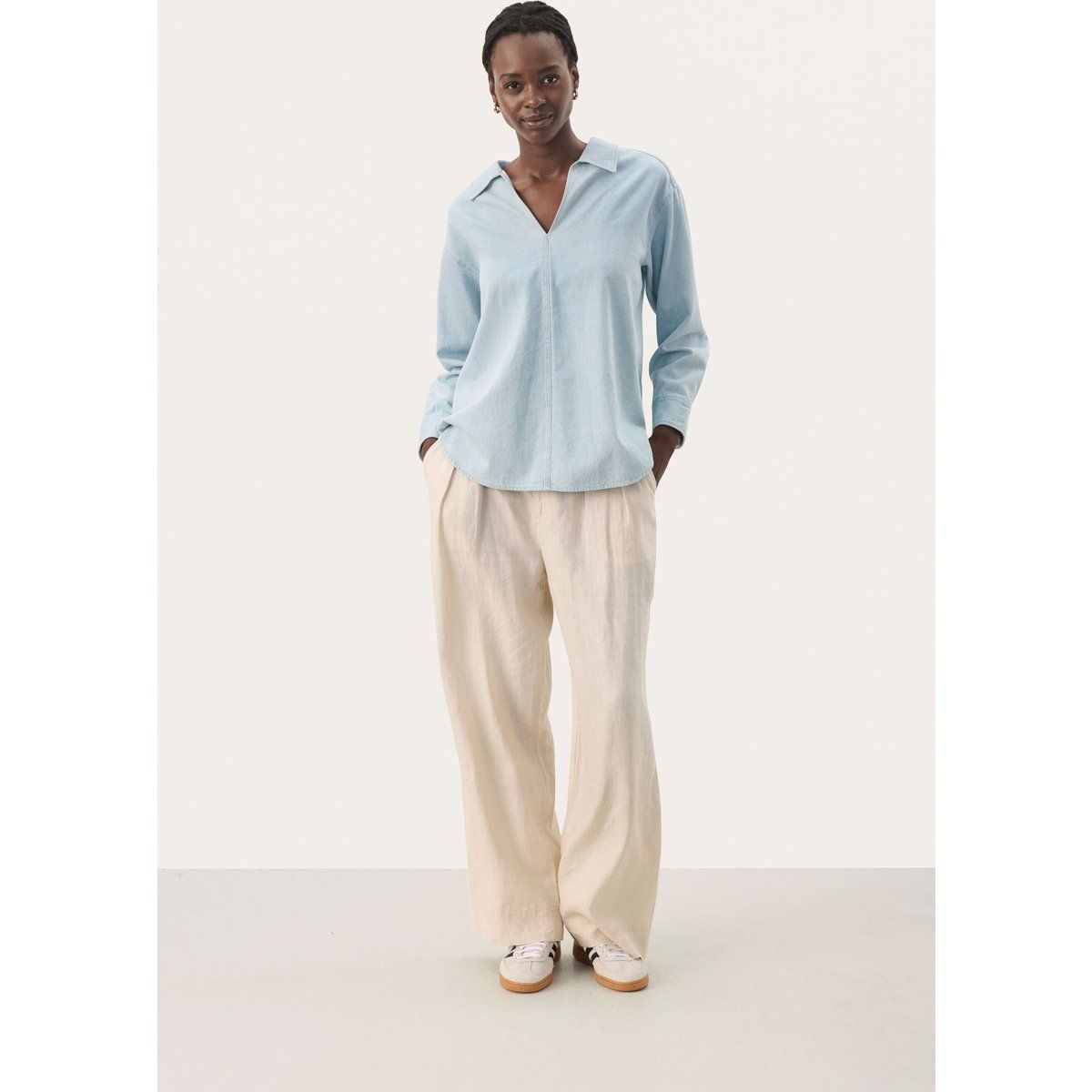 Oversized Denimhemd in Hellblau