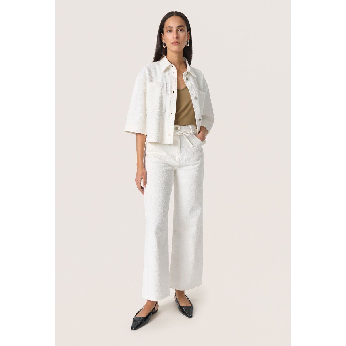 Strukturiertes Kurzarm Baggy Overshirt