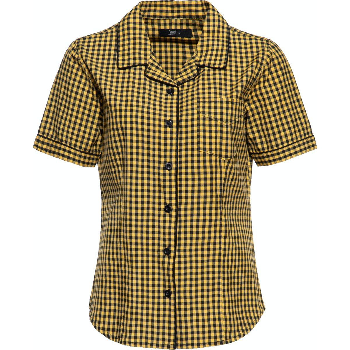 Retro Gingham Kurzarm-Bluse