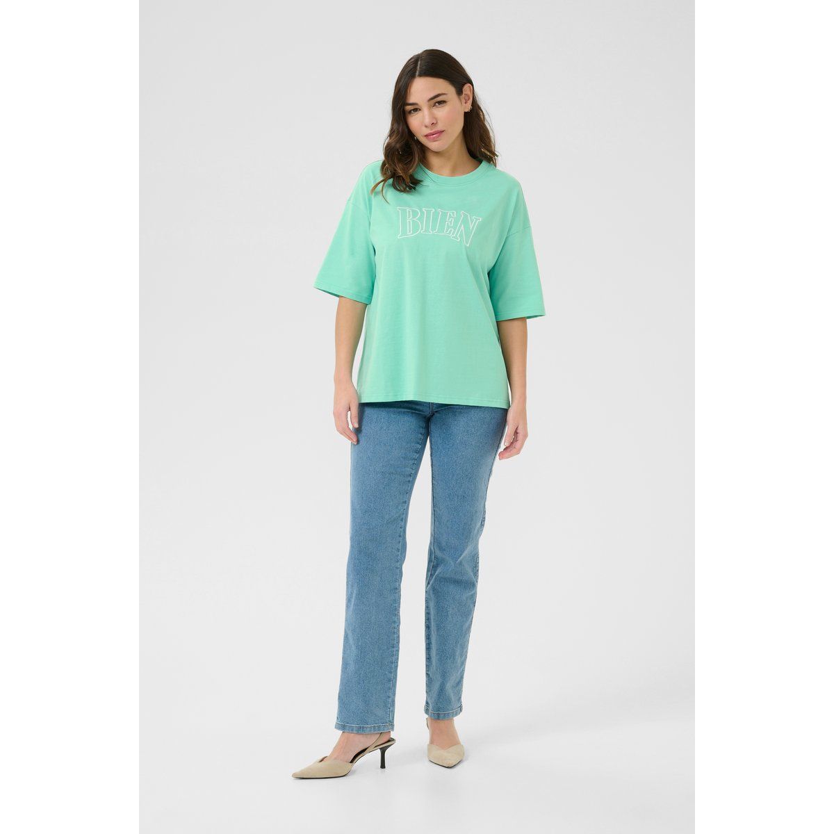 Oversize Baumwoll-T-Shirt mit Stickerei