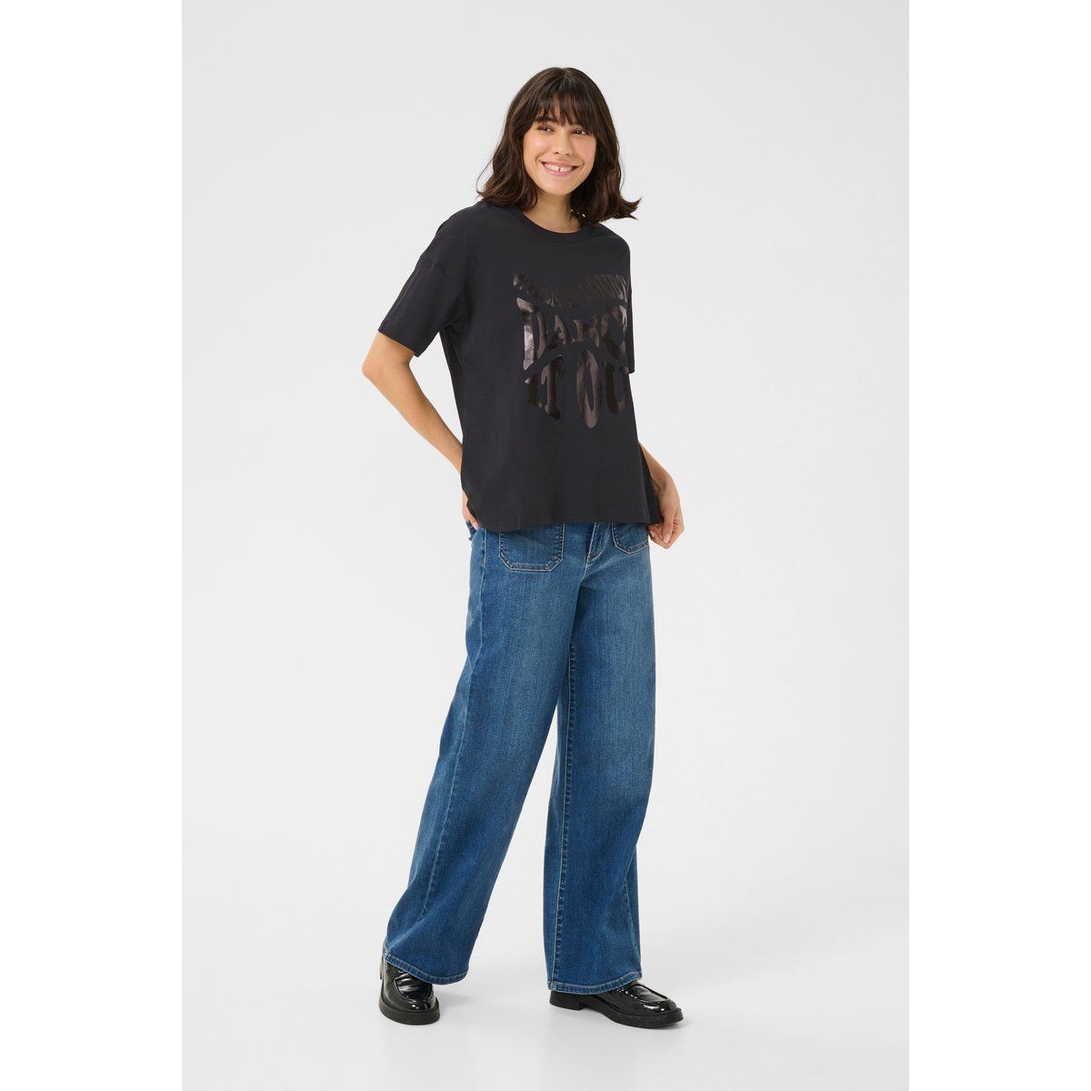 Oversize Baumwoll-T-Shirt mit Grafikprint