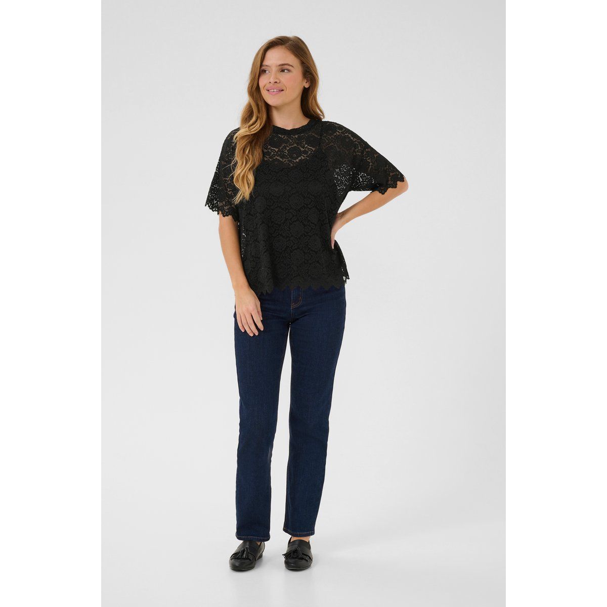 Oversized T-Shirt aus floraler Spitze