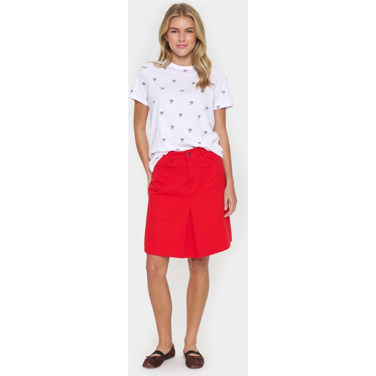 Baumwoll-Shirt mit zartem Schleifenmuster