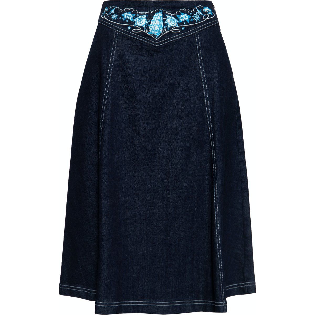Bestickter Vintage Denim Swing Rock
