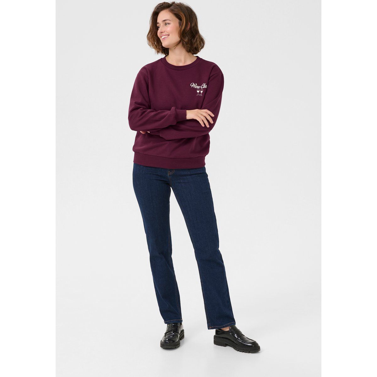 Sweatshirt mit Wein-Club-Grafikdruck