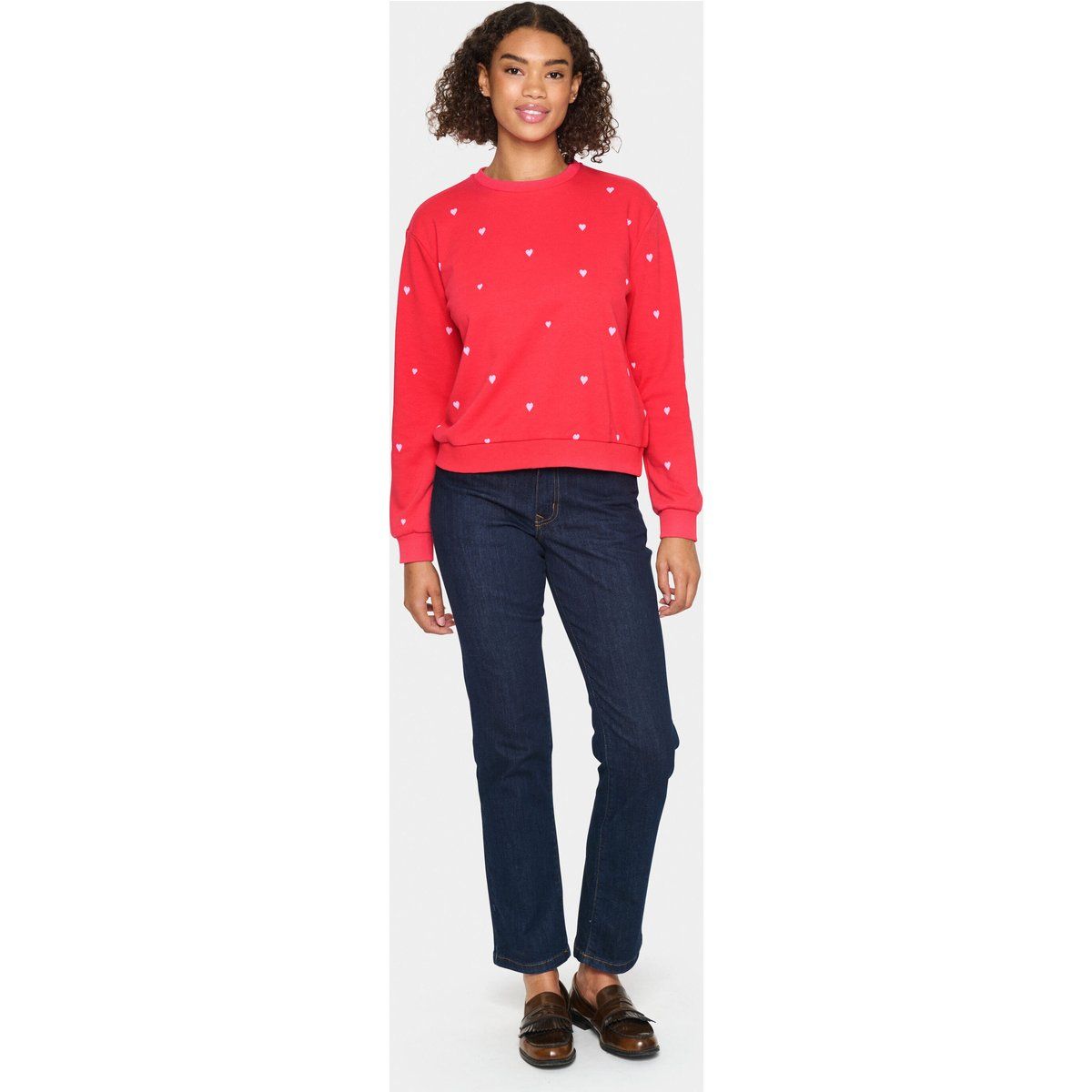 Lässiges Sweatshirt mit Herzmuster