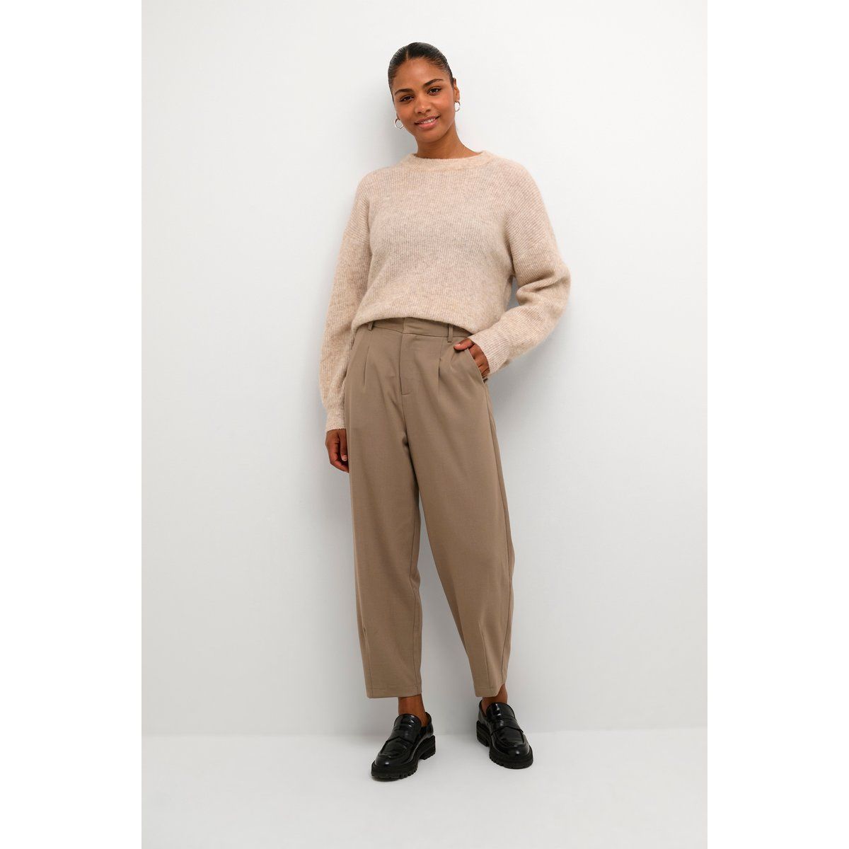 Tapered Anzughose mit hohem Bund
