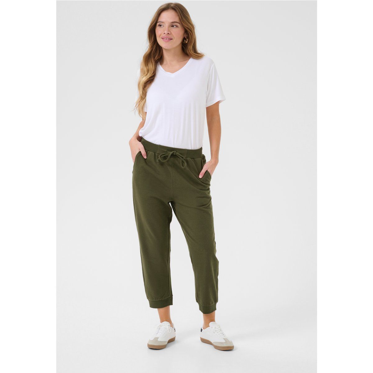 Lockere Cropped-Jogginghose mit Kordelzug