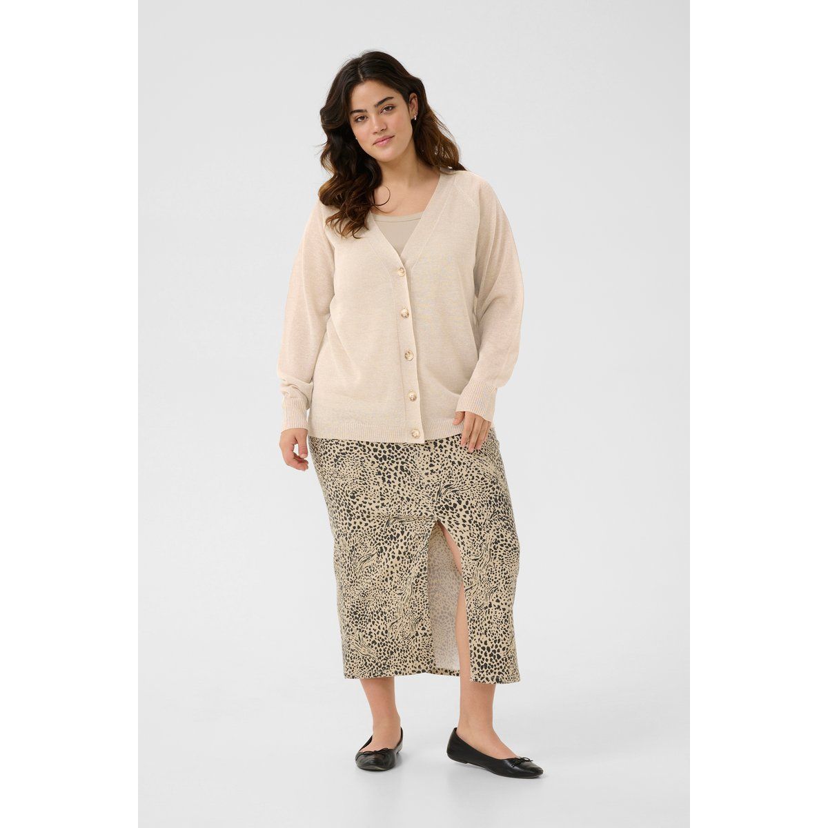 Leichte V-Ausschnitt Strickjacke mit Knöpfen