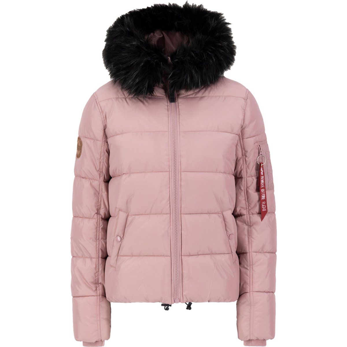 Steppjacke mit Kapuze und Kunstpelz