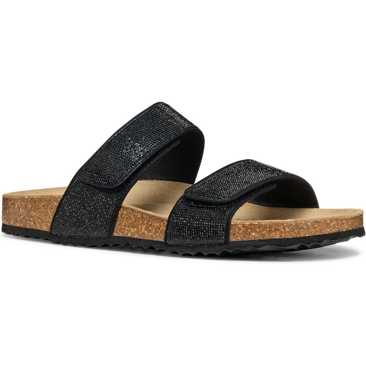 Funkelnde Komfort-Sandalen mit zwei Riemen