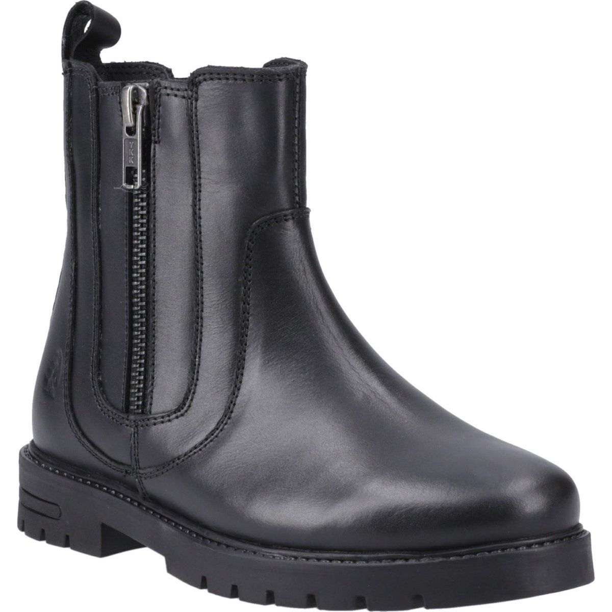 Robuste Lederstiefeletten mit Reißverschluss