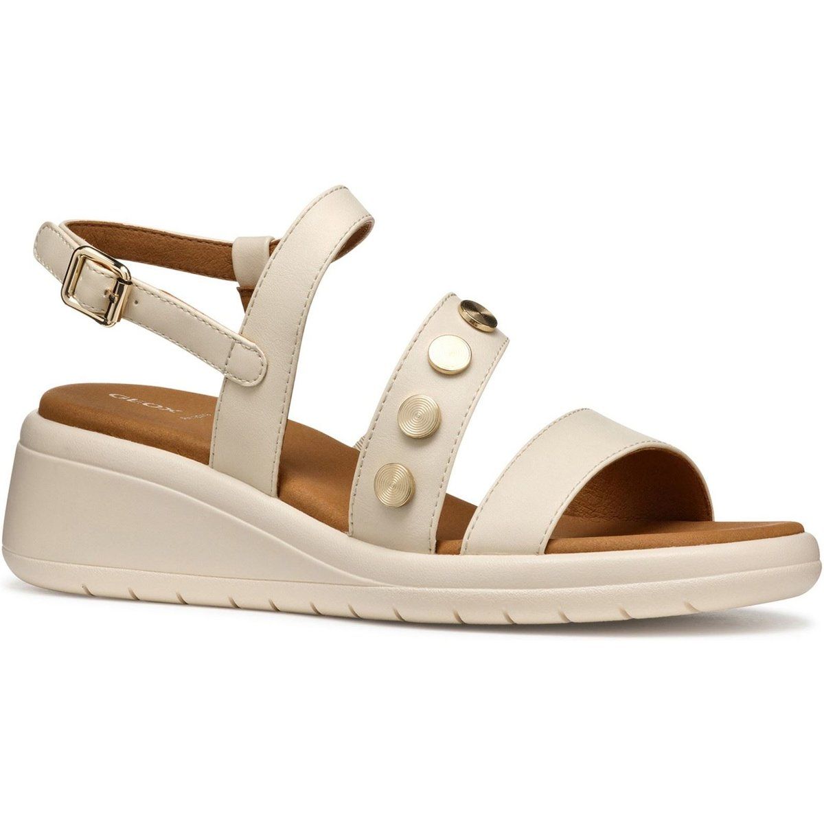 Keilsandalen mit drei Riemen und Nieten