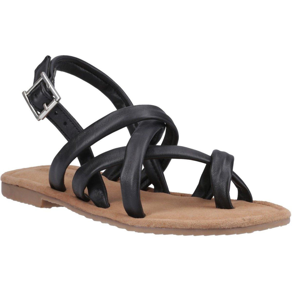 Flache Leder-Sandalen mit Kreuzriemen
