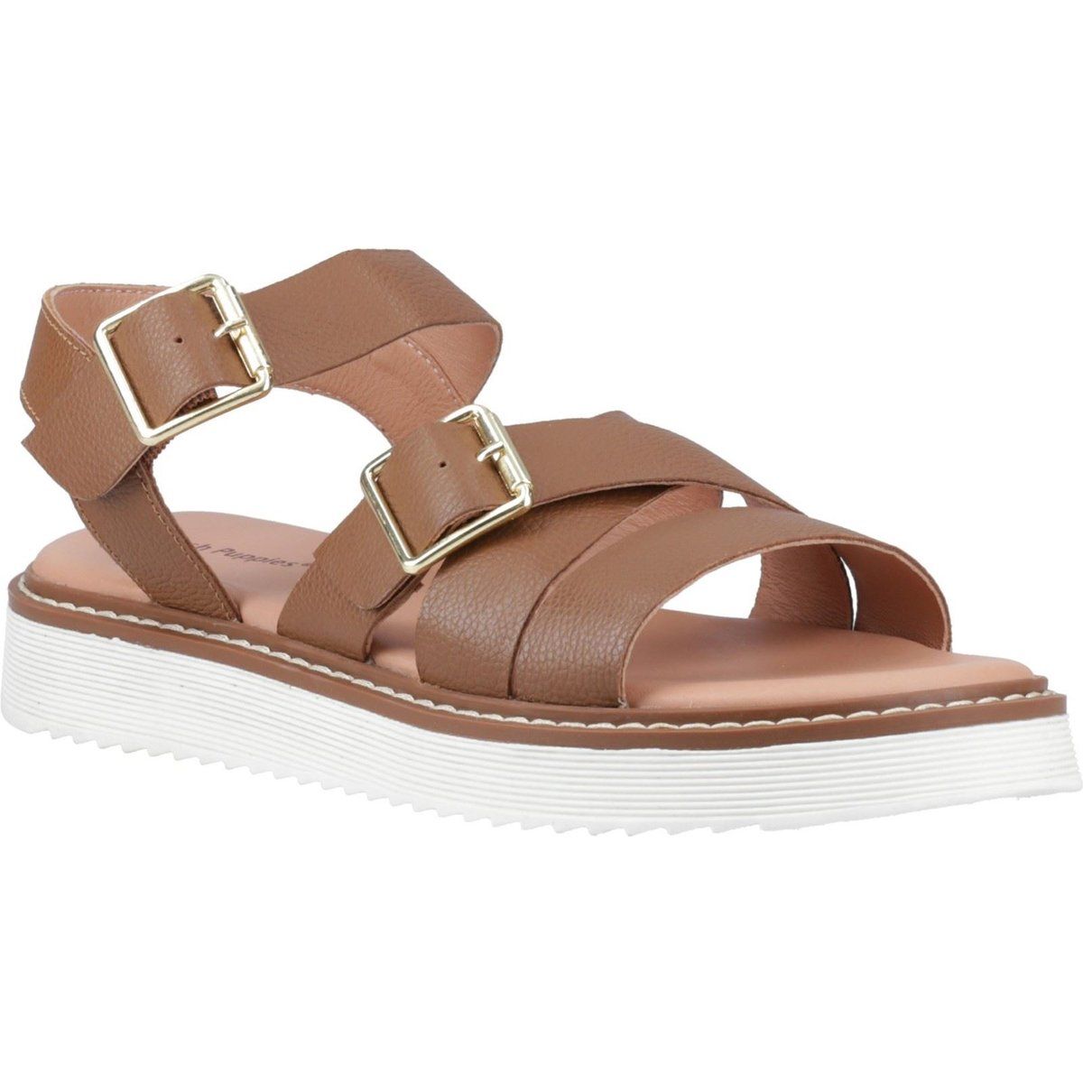 Leder-Plateausandalen mit Doppel-Schnalle