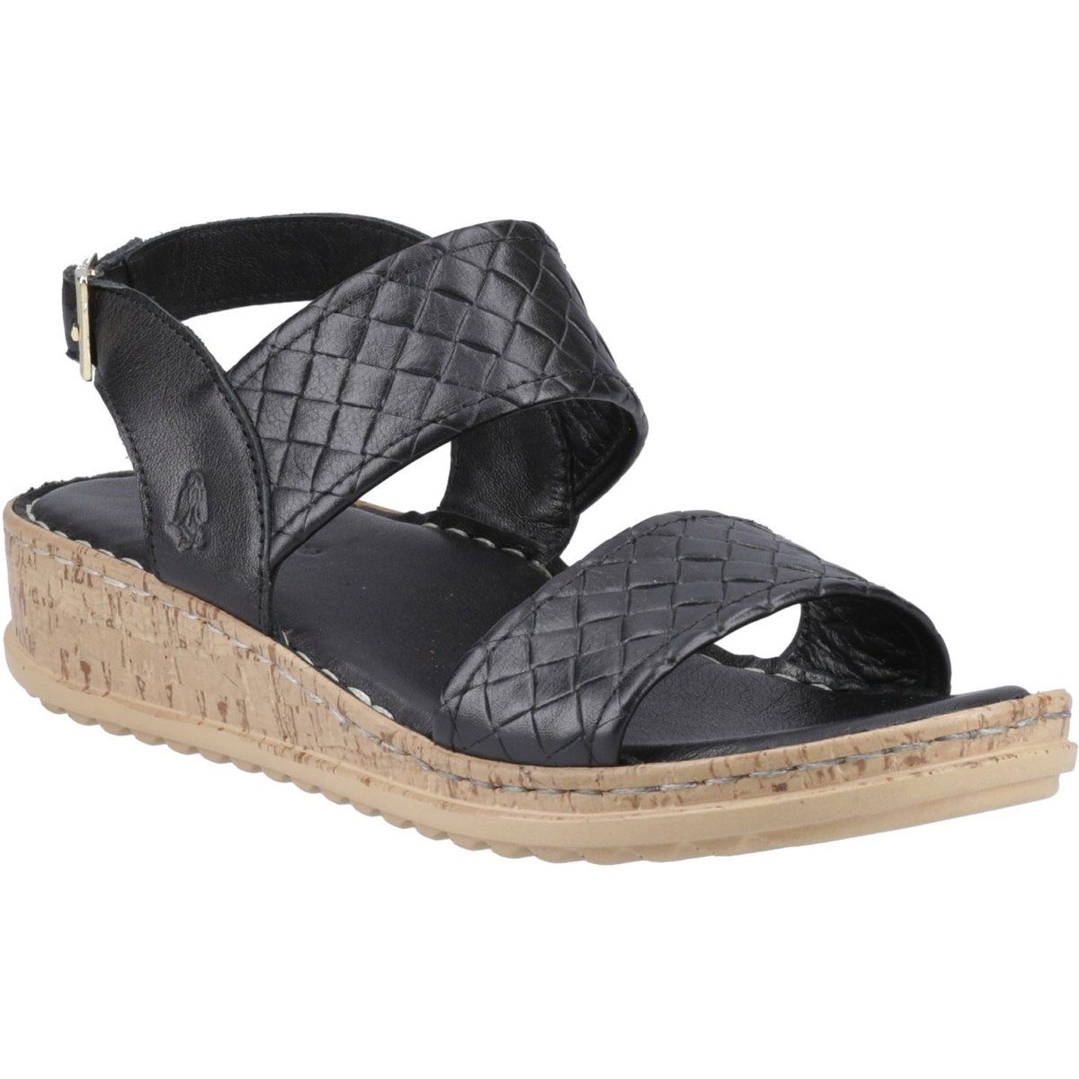 Geflochtene Ledersandalen mit Keilabsatz