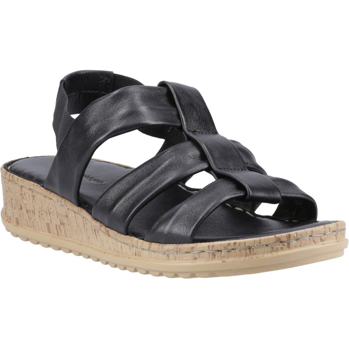 Leder-Keilsandaletten mit Riemchen