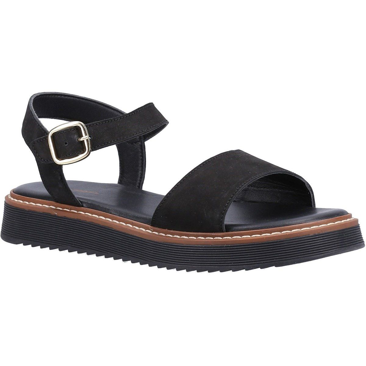 Minimalistische Nubuk-Plateauschuhe mit Schnalle