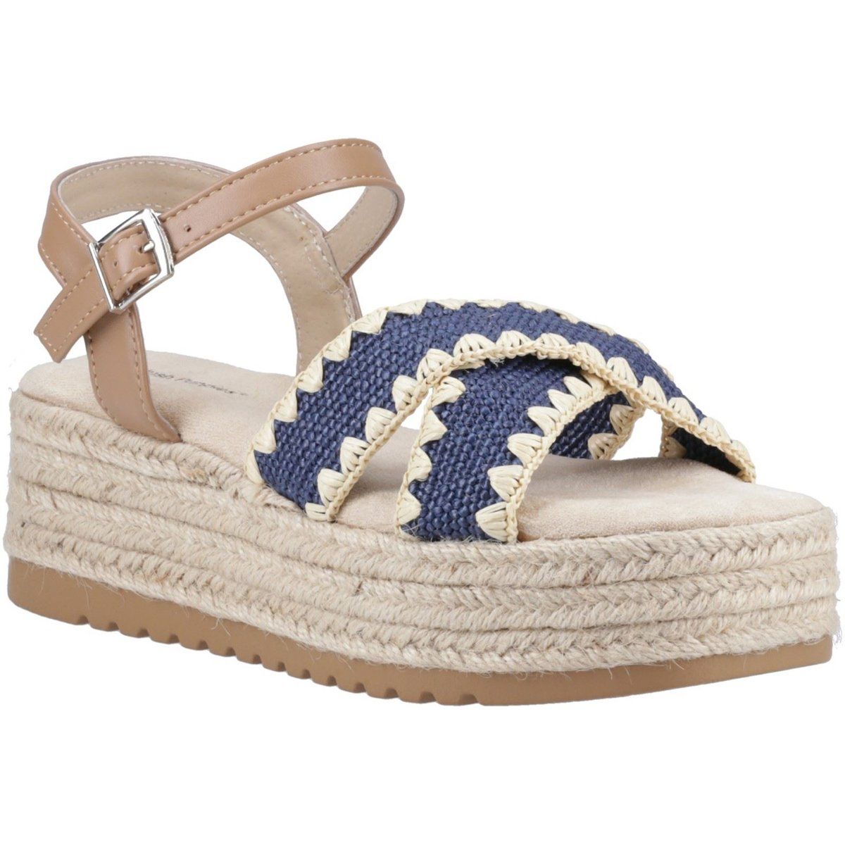 Plateau-Sandalen mit geflochtenen Kreuzriemen