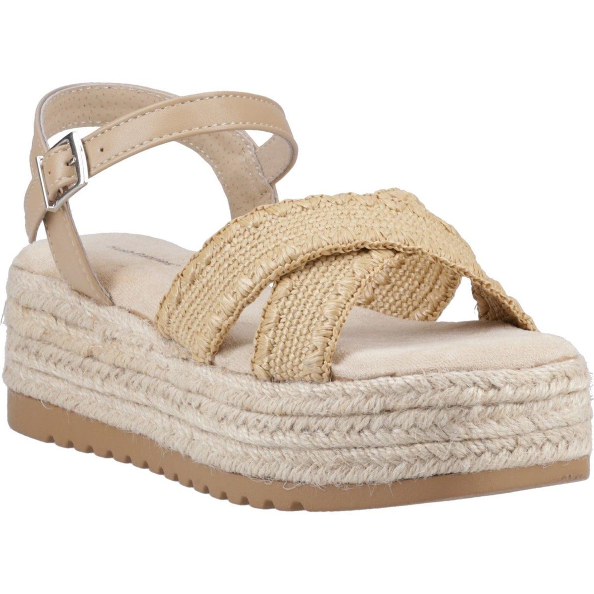 Geflochtene Plateau-Espadrilles mit Kreuzriemen
